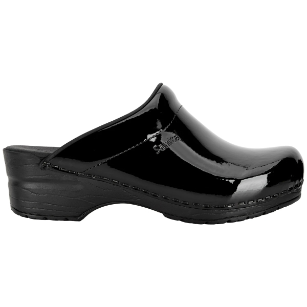 Sonja PU Clogs schwarz PU-Lackleder Mittel - Sanita